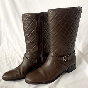TALBOTS (Size 10) Mid-Calf, Leather Quilted Boots, Made In Brazil